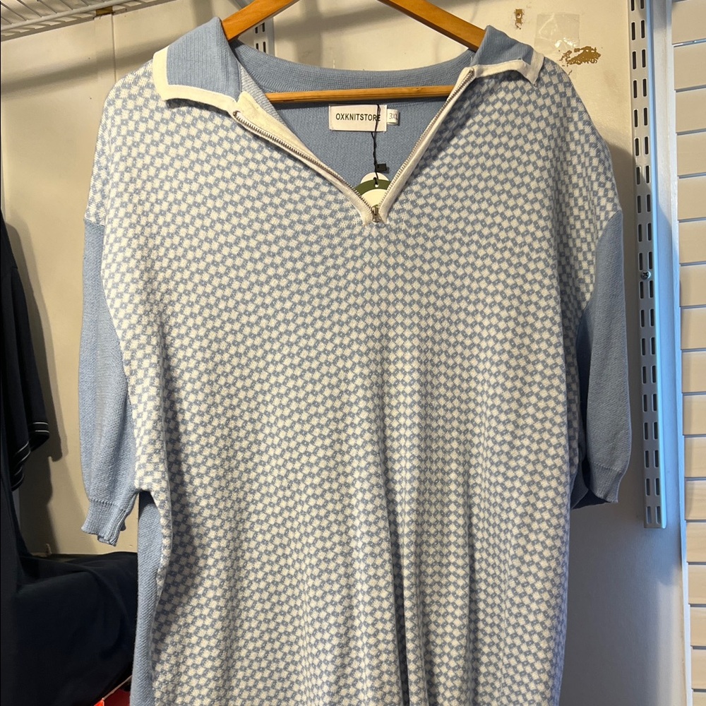 Blue Patterned Men's Polo Shirt